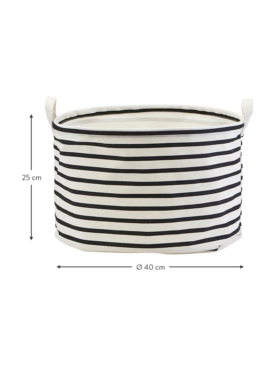 Cesta Stripes, Algodón, poliéster, seda sintética, Negro, blanco, Ø 40 x H 25 cm