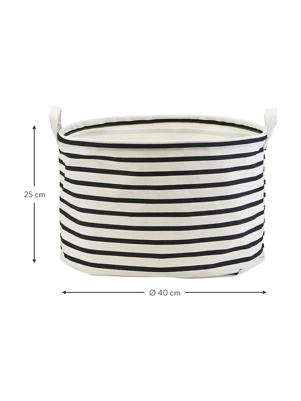 Skladovací koš Stripes, Bavlna, polyester, umělé hedvábí, Černá, bílá, Ø 40 cm, V 25 cm