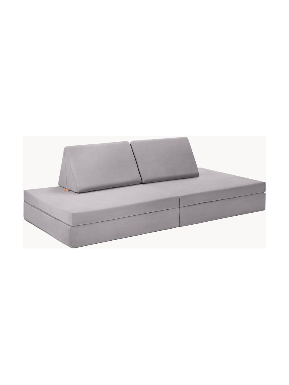 Modulares Kinder-Spielsofa Mila aus Samt, handgefertigt, Bezug: Samt (100 % Polyester) De, Samt Hellgrau, B 168 x T 84 cm