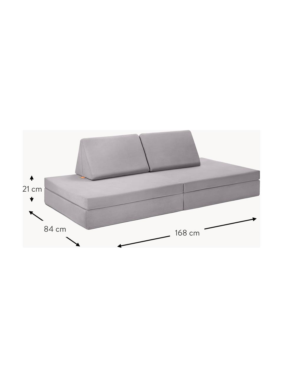 Canapé de jeu modulaire en velours Arktis, Velours gris clair, larg. 130 x prof. 65 cm