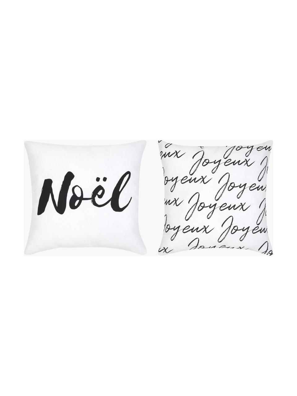 Set de fundas de cojín Noel, 2 uds., 100% algodón, Blanco, negro, An 40 x L 40 cm