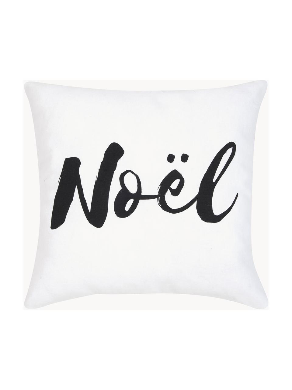 Housses de coussin 40x40 Noel, 2 élém., Coton, Blanc, noir, larg. 40 x long. 40 cm