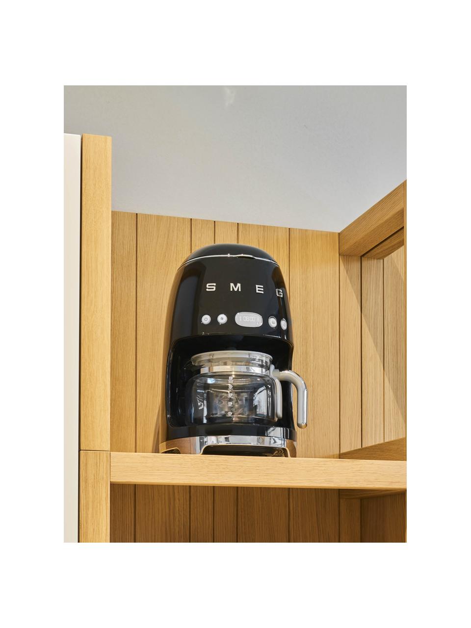 Machine à café filtre 50's Style, Noir, haute brillance, larg. 26 x haut. 36 cm