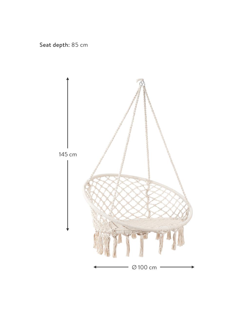 Silla hamaca Paradise Now, Asiento: algodón, poliéster, Estructura: acero recubierto, Crema, Ø 100 x Al 145 cm