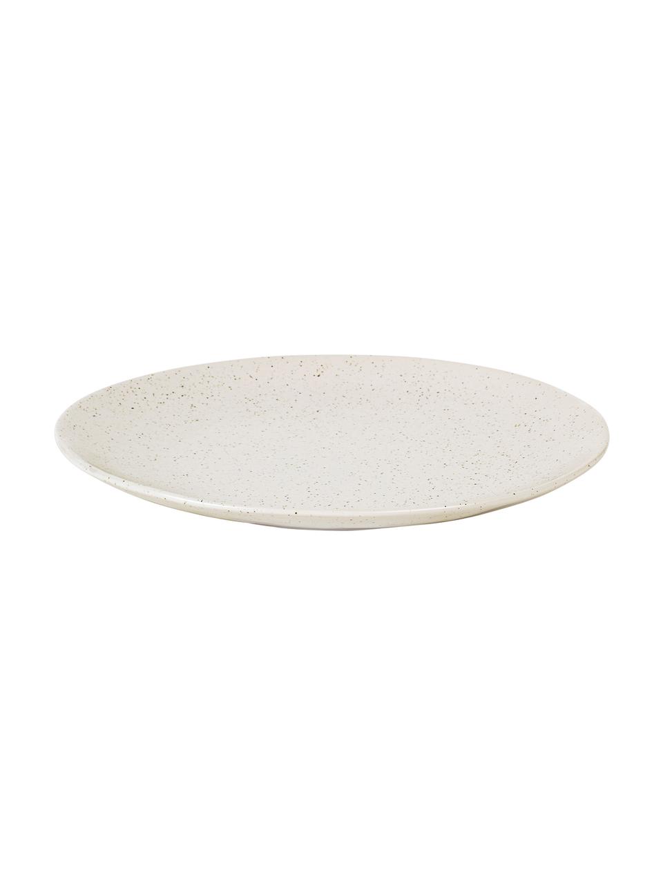 Assiette plate rustique faite main Nordic Vanilla, 4 pièces, Grès cérame, Blanc crème, moucheté, Ø 26 cm