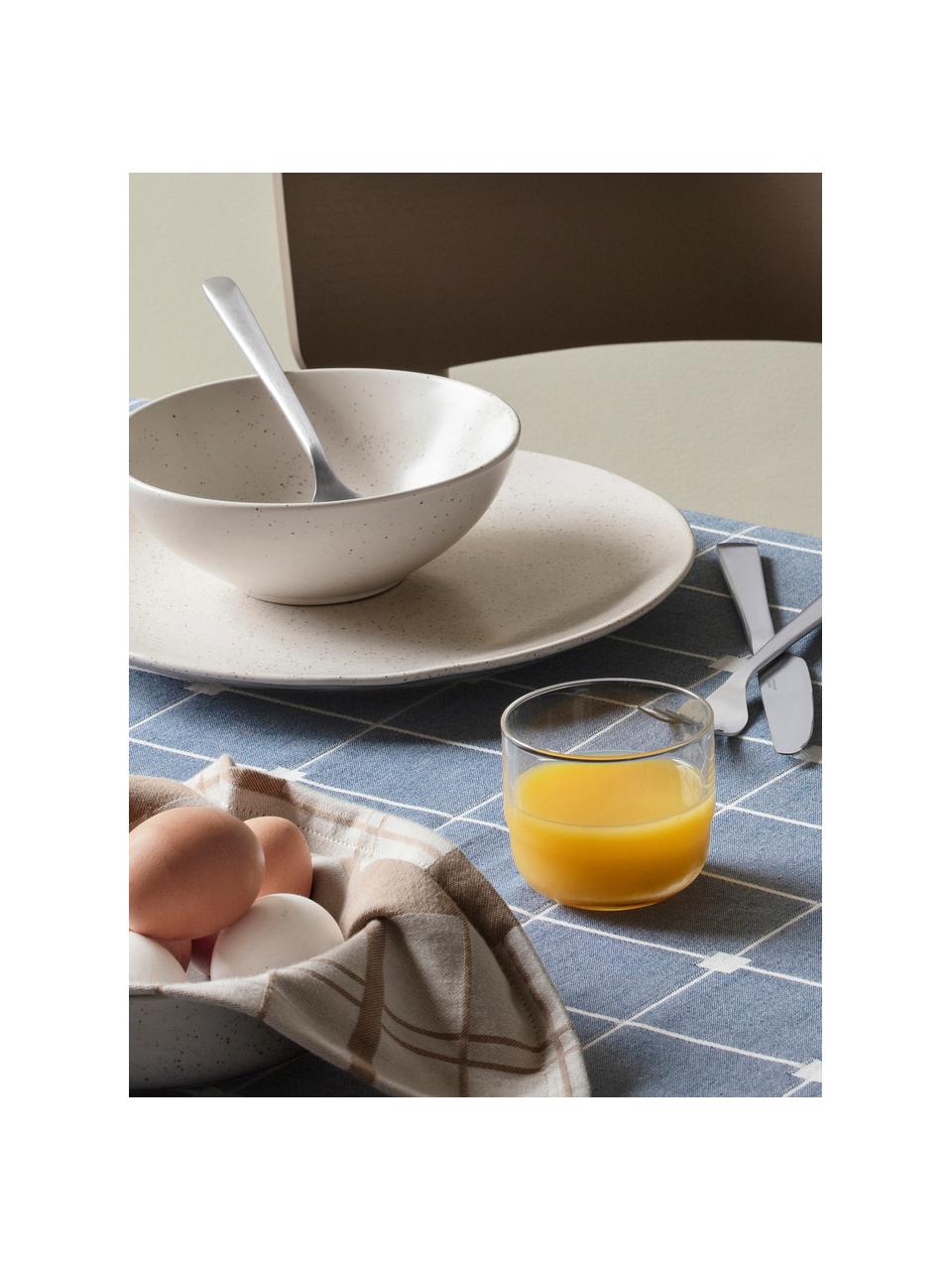 Assiettes plates rustiques artisanales Nordic Vanilla, 4 pièces, Grès cérame, Blanc crème, moucheté, Ø 26 cm