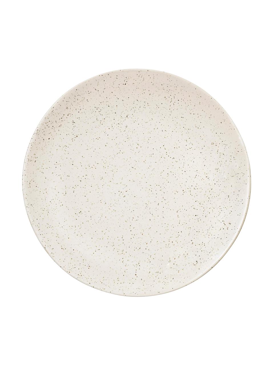 Assiette plate rustique faite main Nordic Vanilla, 4 pièces, Grès cérame, Blanc crème, moucheté, Ø 26 cm