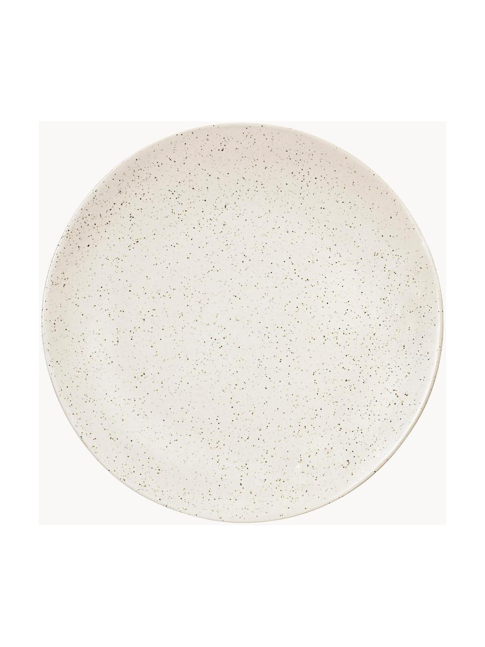 Piatto piano fatto a mano Nordic Vanilla 4 pz, Gres, Bianco crema maculato, Ø 26 cm