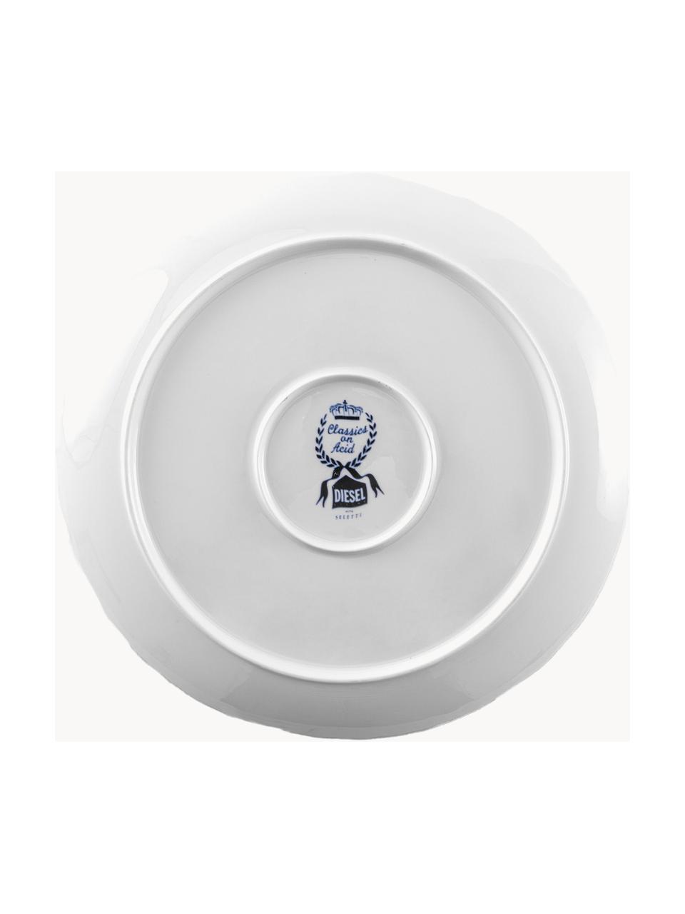 Assiette plate en porcelaine Classic On Acid, Porcelaine, Blanc, tons bleus, Ø 28 cm