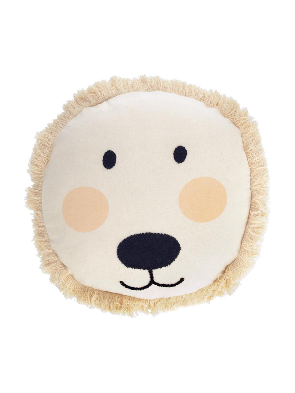 Housse de coussin rond enfant Prisca, Coton, Beige, blanc crème, noir, Ø 45 cm