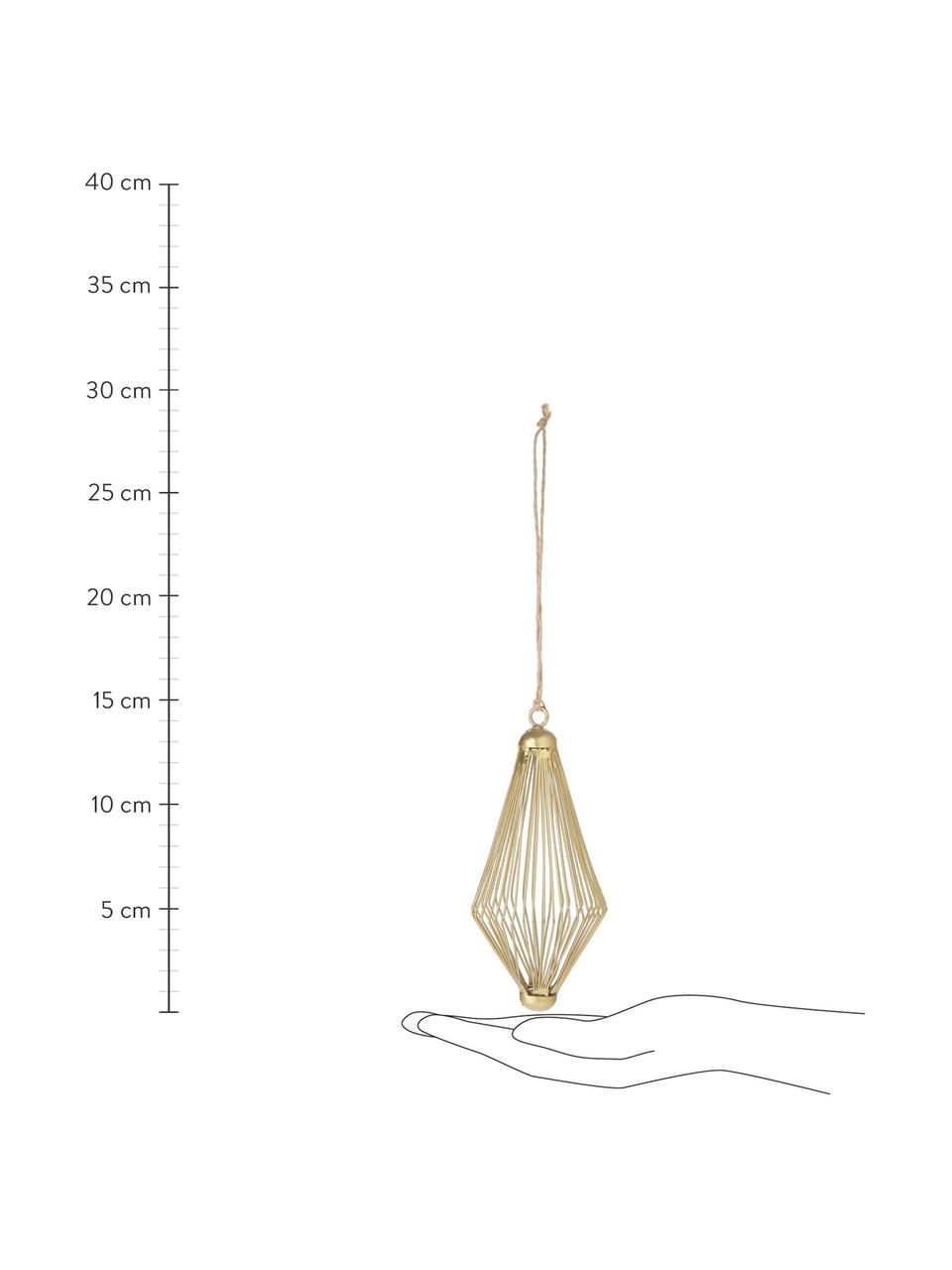 Kerstboomhangers Twine, 2 stuks, Gelakt metaal, Goudkleurig, Ø 7 cm