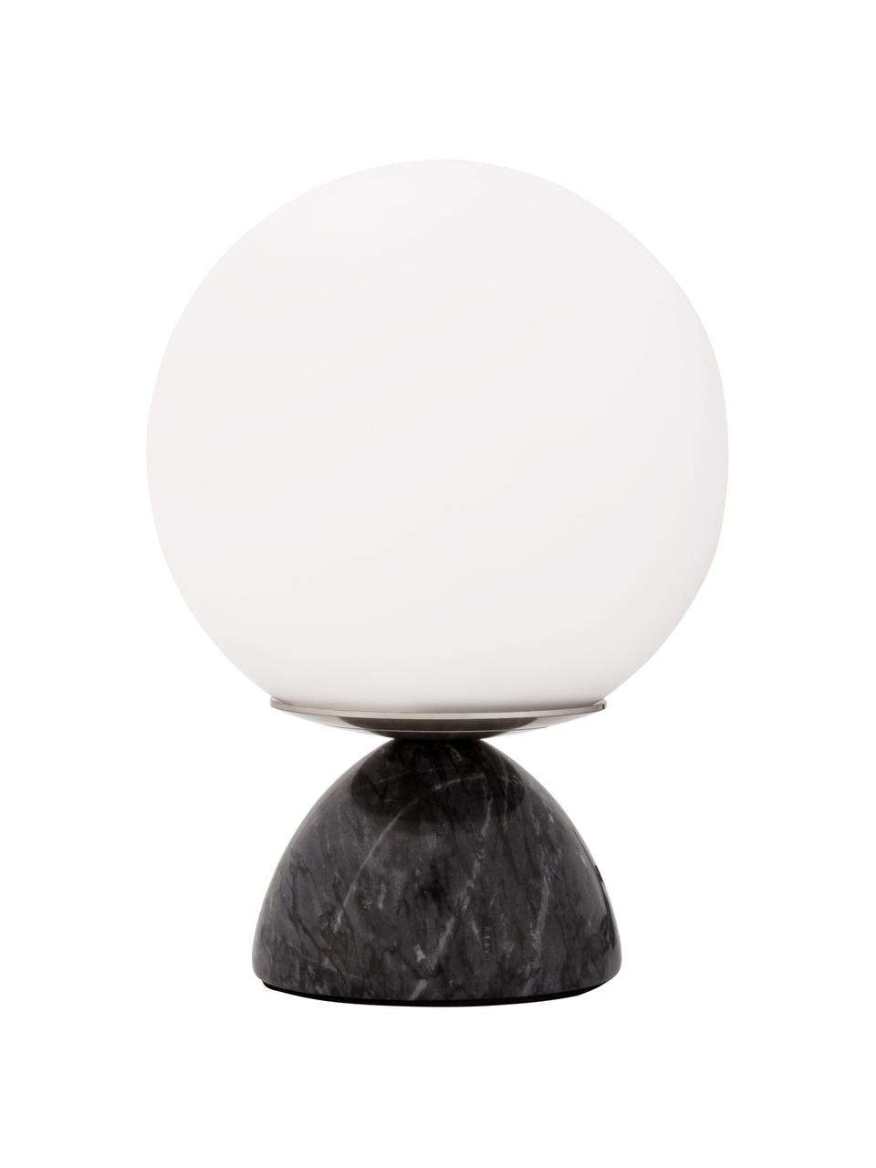 Kleine Tischlampe Shining Pearl mit Marmorfuß, Lampenschirm: Opalglas, Lampenfuß: Marmor, Schwarz, Weiß, Ø 15 x H 21 cm