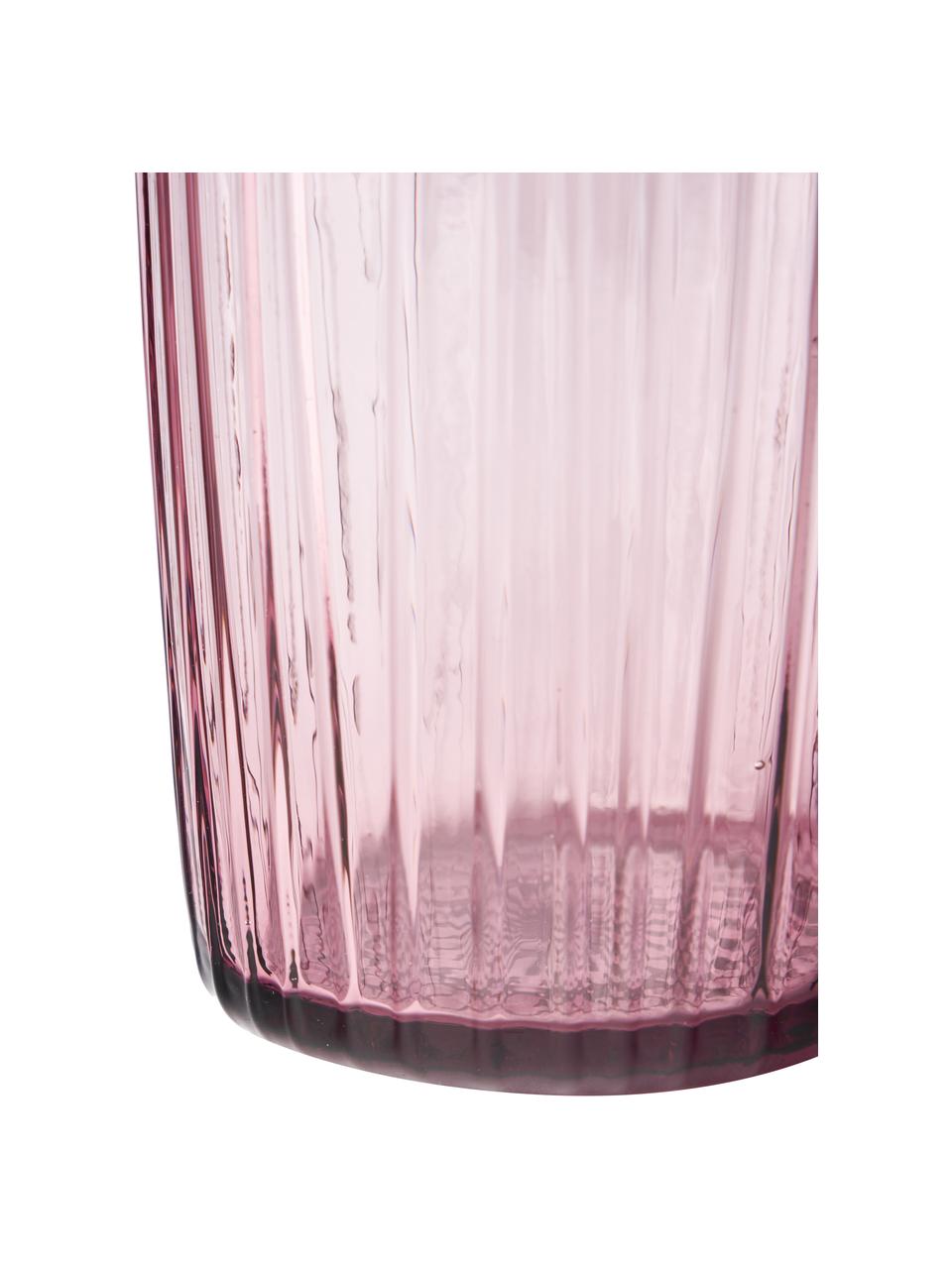 Bicchiere con superficie scanalata Kusintha 4 pz, Vetro, Rosa, Ø 7 x Alt. 10 cm