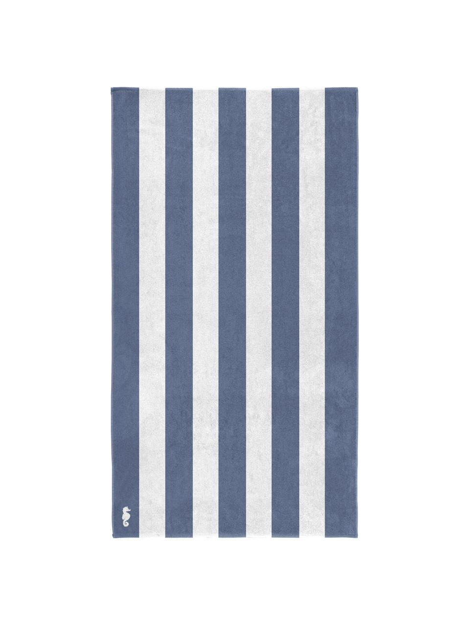 Ręcznik plażowy Vamos, Egipska bawełna, średnia gramatura 420 g/m, Niebieski, biały, S 100 x D 180 cm