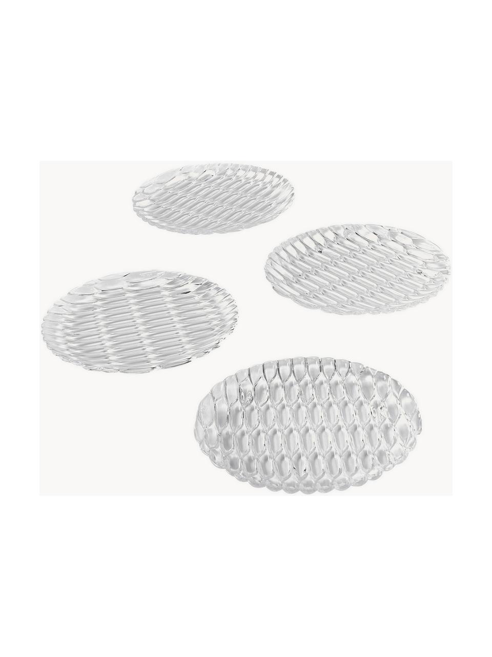 Assiettes plates avec motif texturé Jellies, 4 pièces, Plastique, Transparent, Ø 25 cm