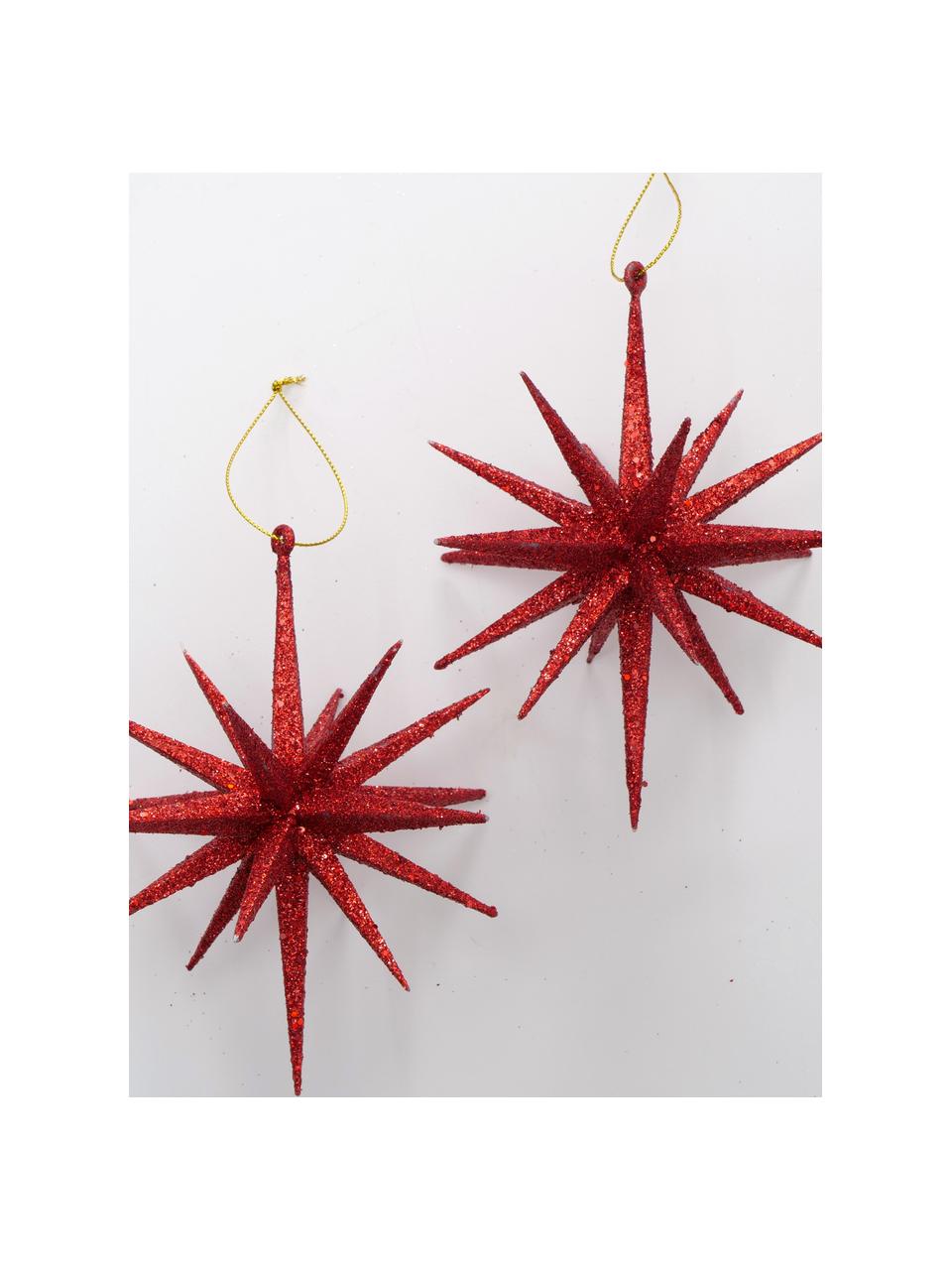 Décorations de sapin de Noël Tove, 2 pièces, Plastique, Rouge, Ø 15 x haut. 15 cm