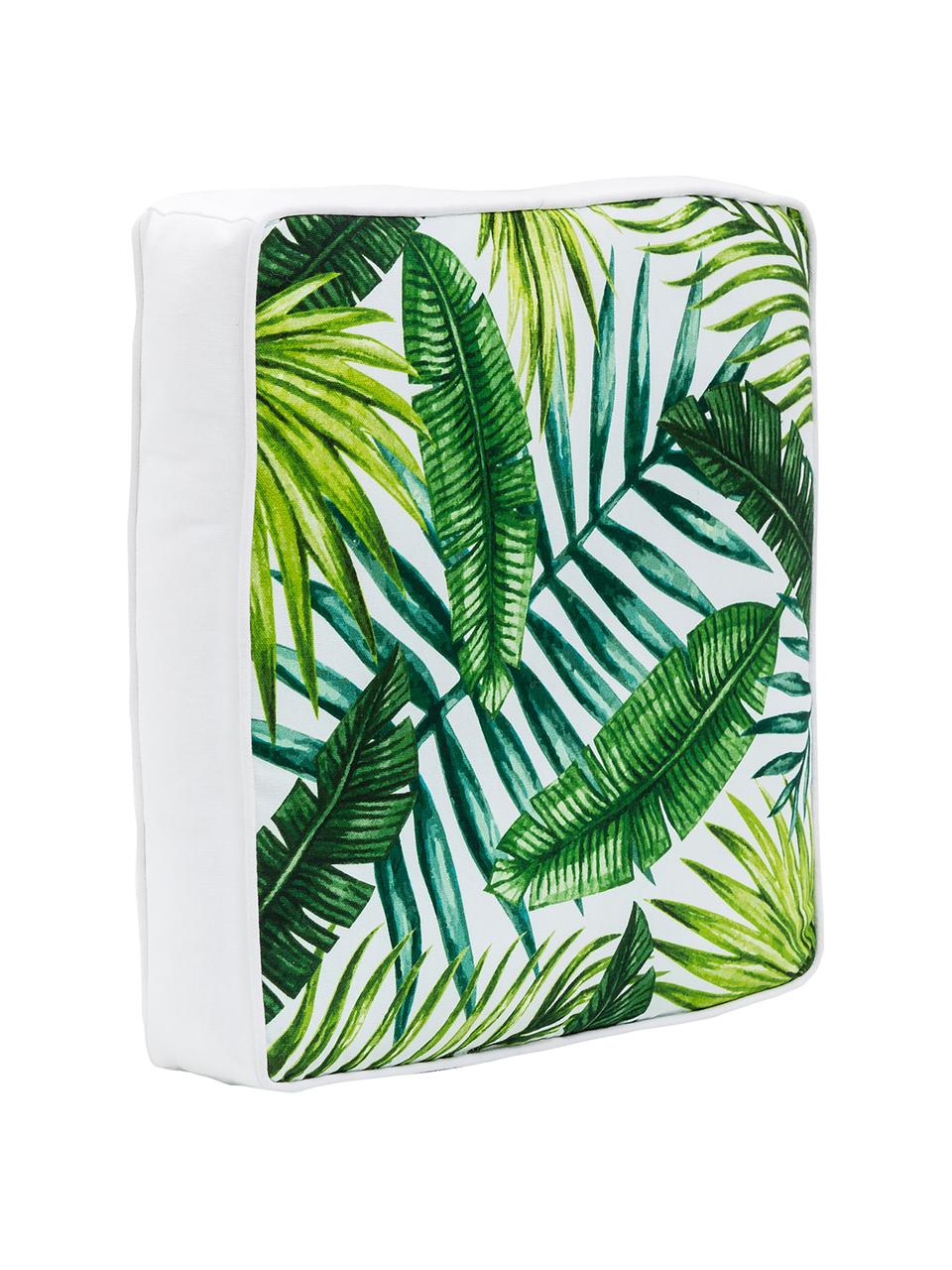 Cojín de asiento Jonna, Funda: 100% algodón, Verde, blanco crema, An 40 x L 40 cm