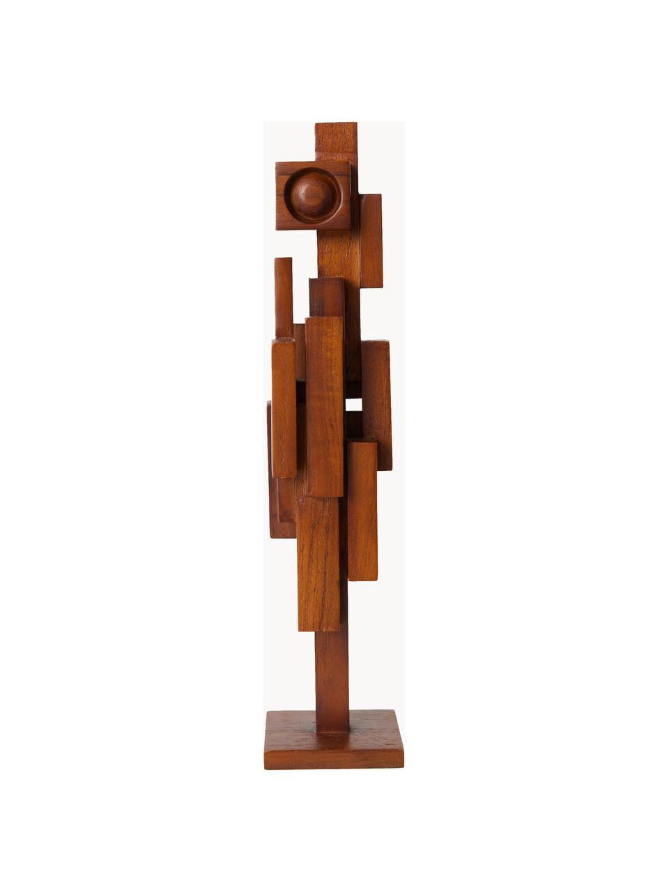 Oggetto decorativo fatto a mano in legno di teak Skyline, Legno di teak, Legno di teak, Larg. 9 x Alt. 28 cm