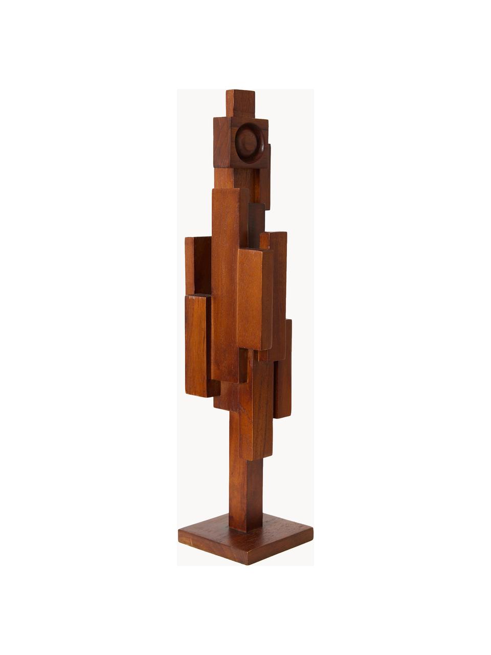 Pieza decorativa de madera de teca Skyline, Madera de teca, Madera de teca, An 9 x Al 28 cm