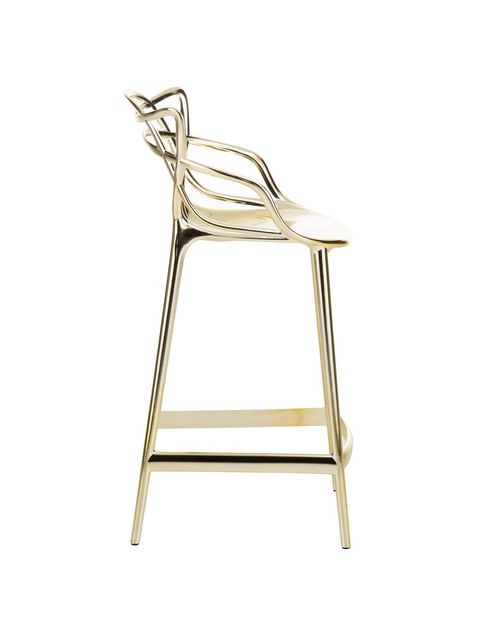 Designová barová židle Masters, Polypropylen, certifikace Greenguard, Zlatá, Š 49 cm