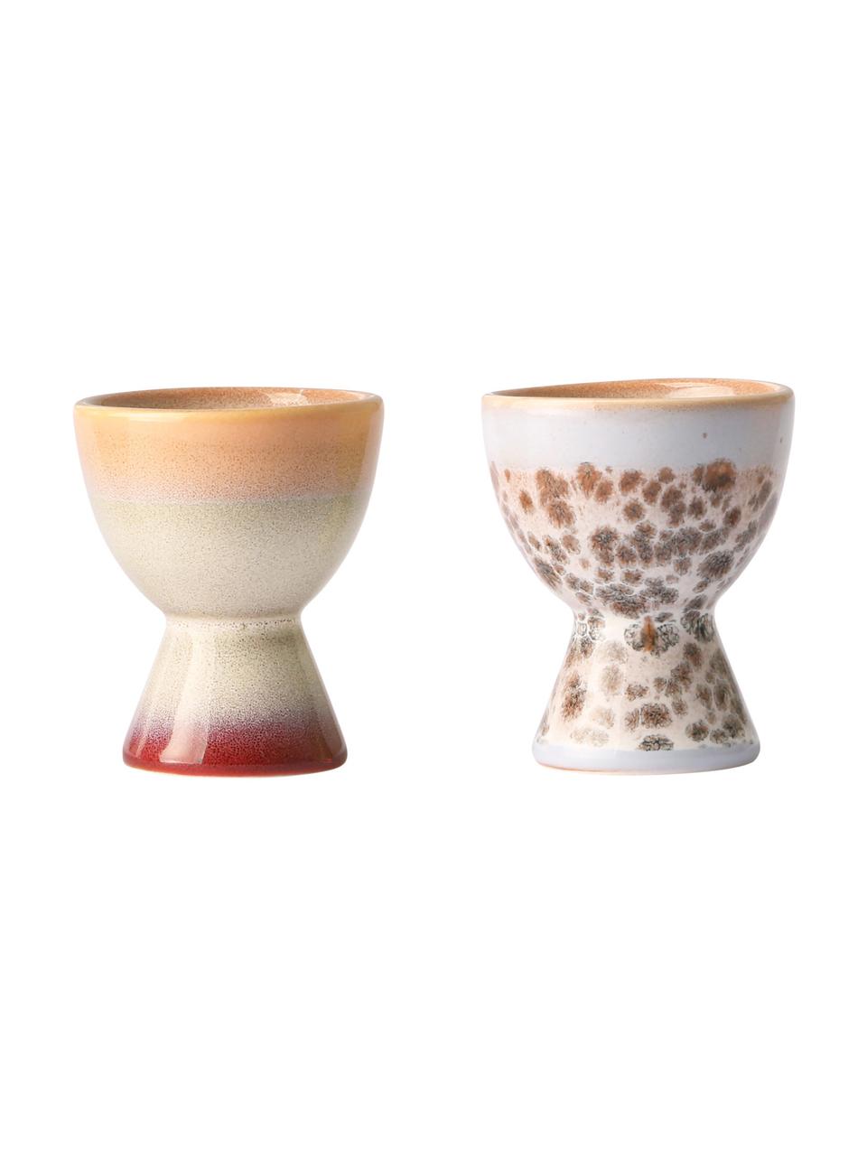 Handgemaakt eierdopje 70's, 4-set, Keramiek, Multicolour, Ø 5 x H 6 cm