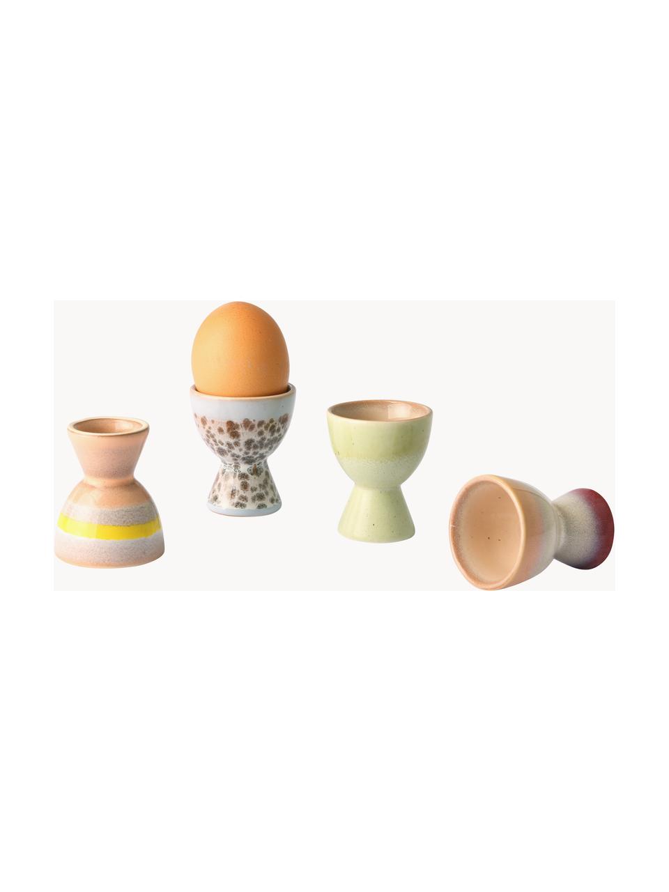Handgemaakt eierdopje 70's, set van 4, Keramiek, Multicolour, Ø 5 x H 6 cm