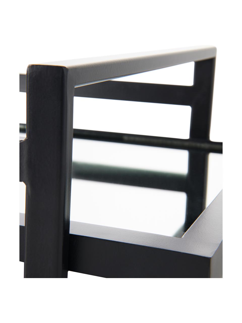 Deko-Tablett Alvy, Rahmen: Metall, beschichtet, Ablagefläche: Spiegelglas, Schwarz, 46 x 13 cm
