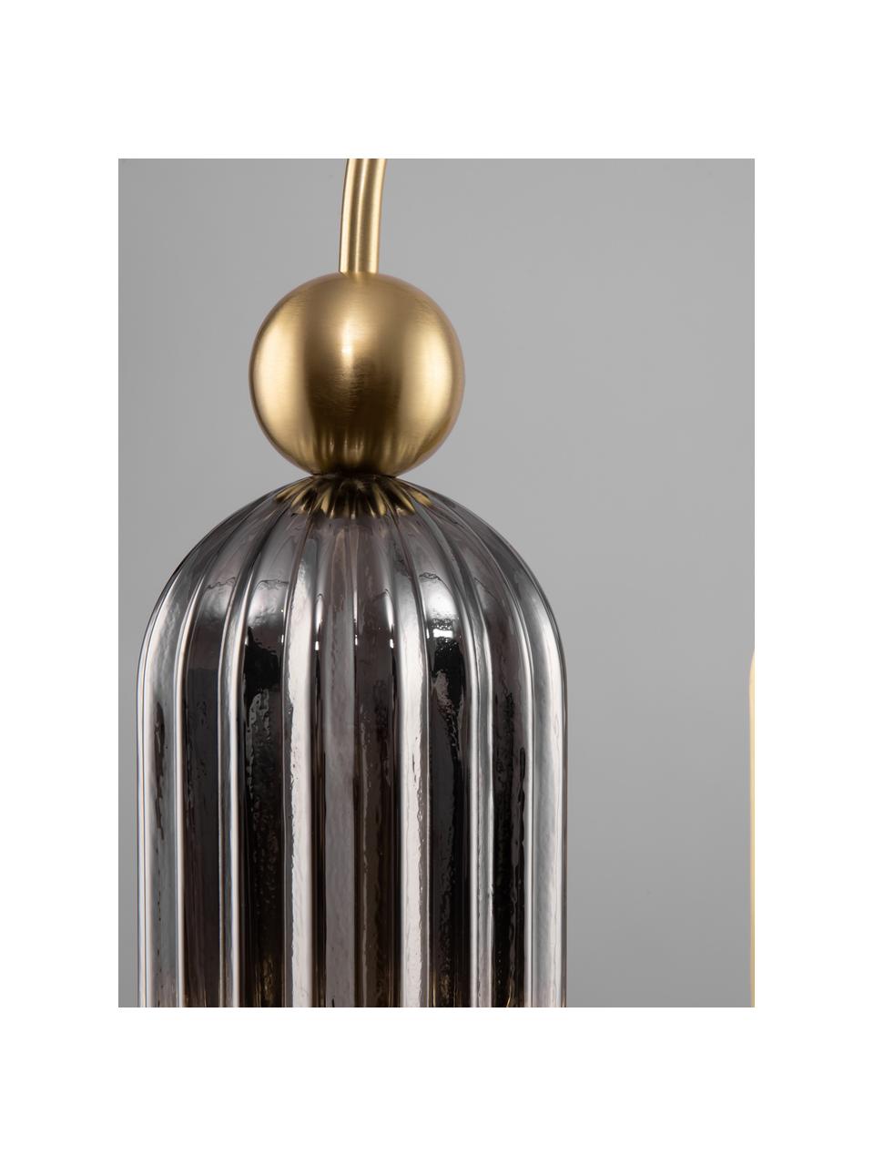Wandlamp Antic, Lampenkap: glas, Messingkleurig, grijs, Ø 10 x H 30 cm