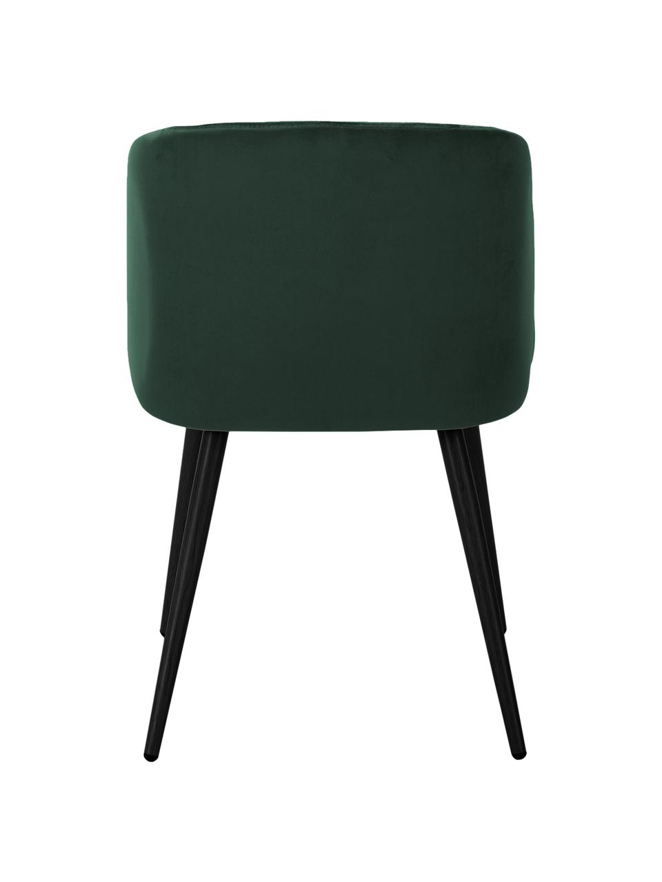 Sillas de terciopelo Yoki, 2 uds., Tapizado: terciopelo (poliéster) 20, Patas: metal con pintura en polv, Verde oscuro, negro, An 53 x F 57 cm