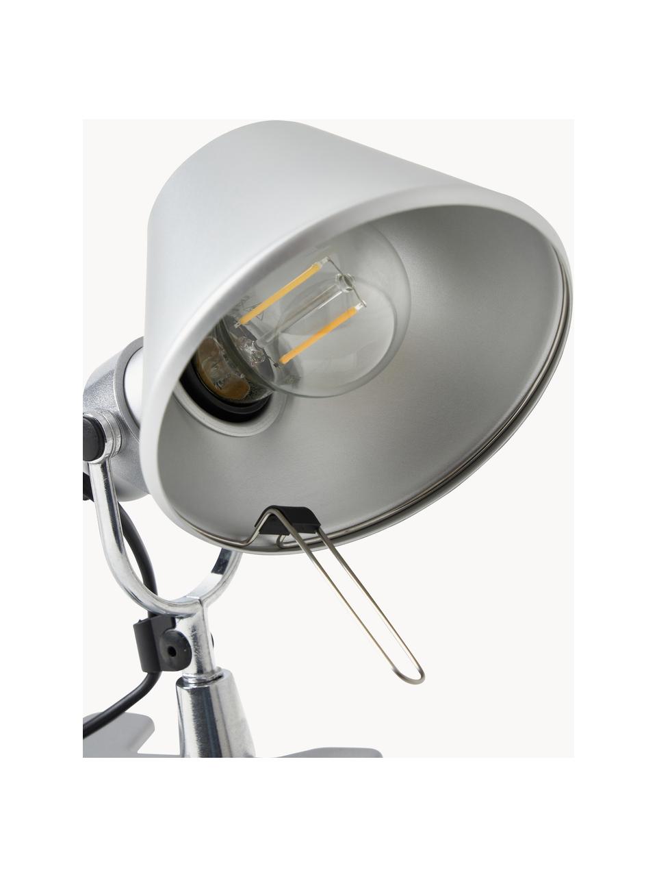 Kleine Klemm-Schreibtischlampe Tolomeo Micro Pinza, Lampenschirm: Aluminium, beschichtet, Silberfarben, Ø 16 x H 20 cm