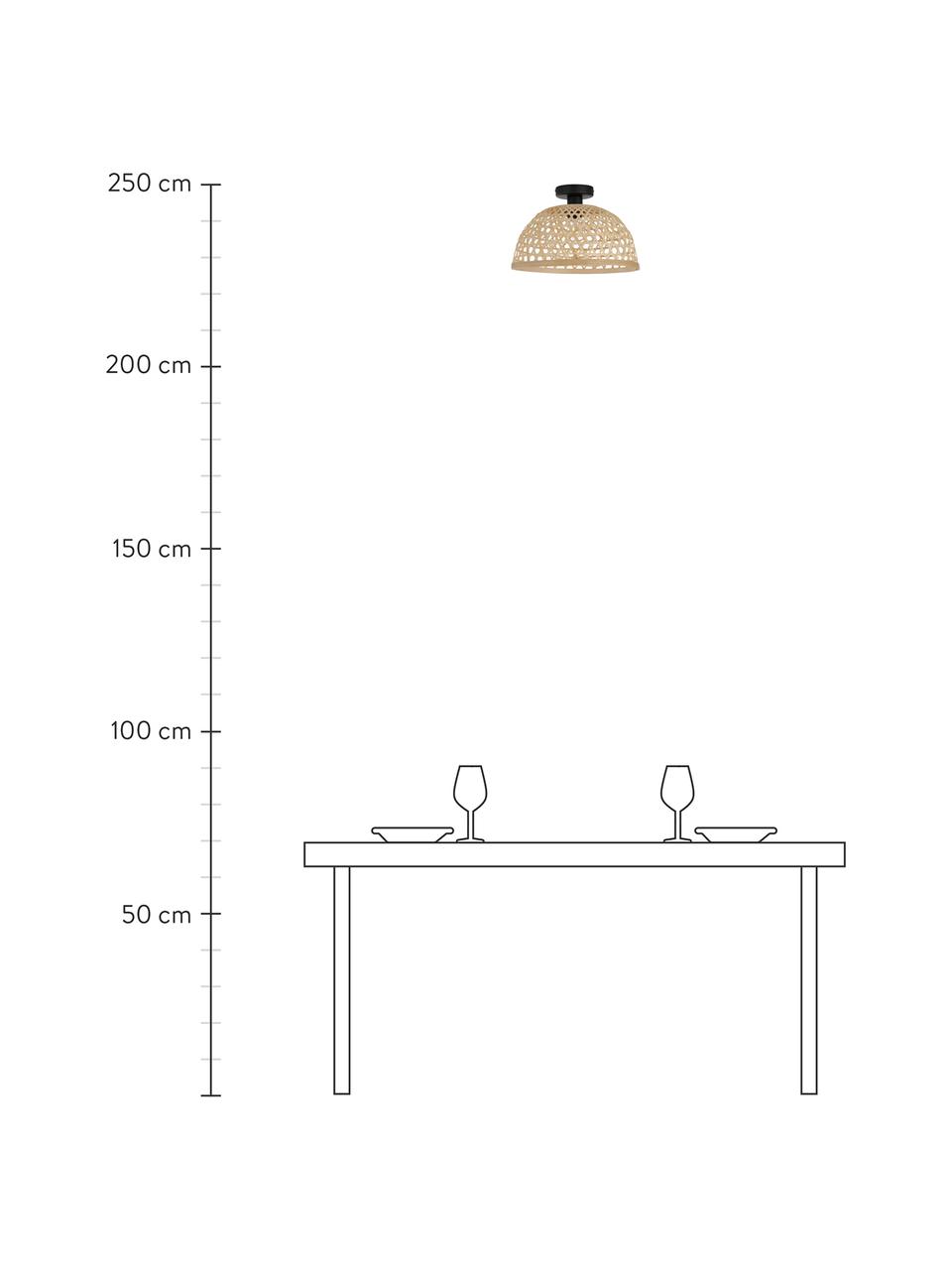Lampa sufitowa z drewna bambusowego Claverdon, Jasny brązowy, czarny, Ø 37  x W 25 cm