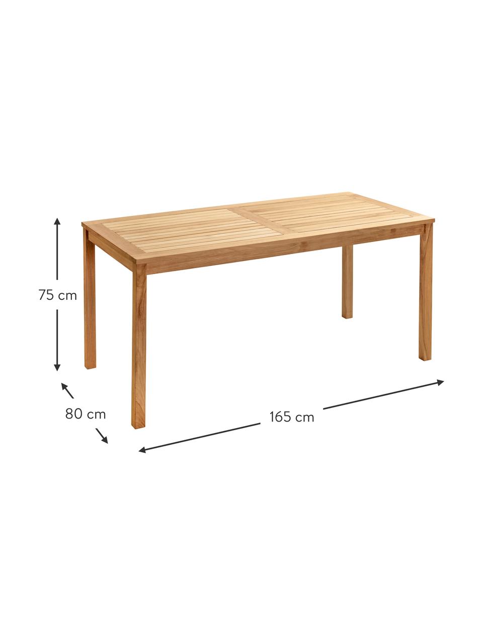 Tavolo da giardino in legno di teak Rosenborg, 165 x 80 cm, Legno di teak sabbiato
Certificato V-legal, Legno di teak, Larg. 165 x Alt. 75 cm