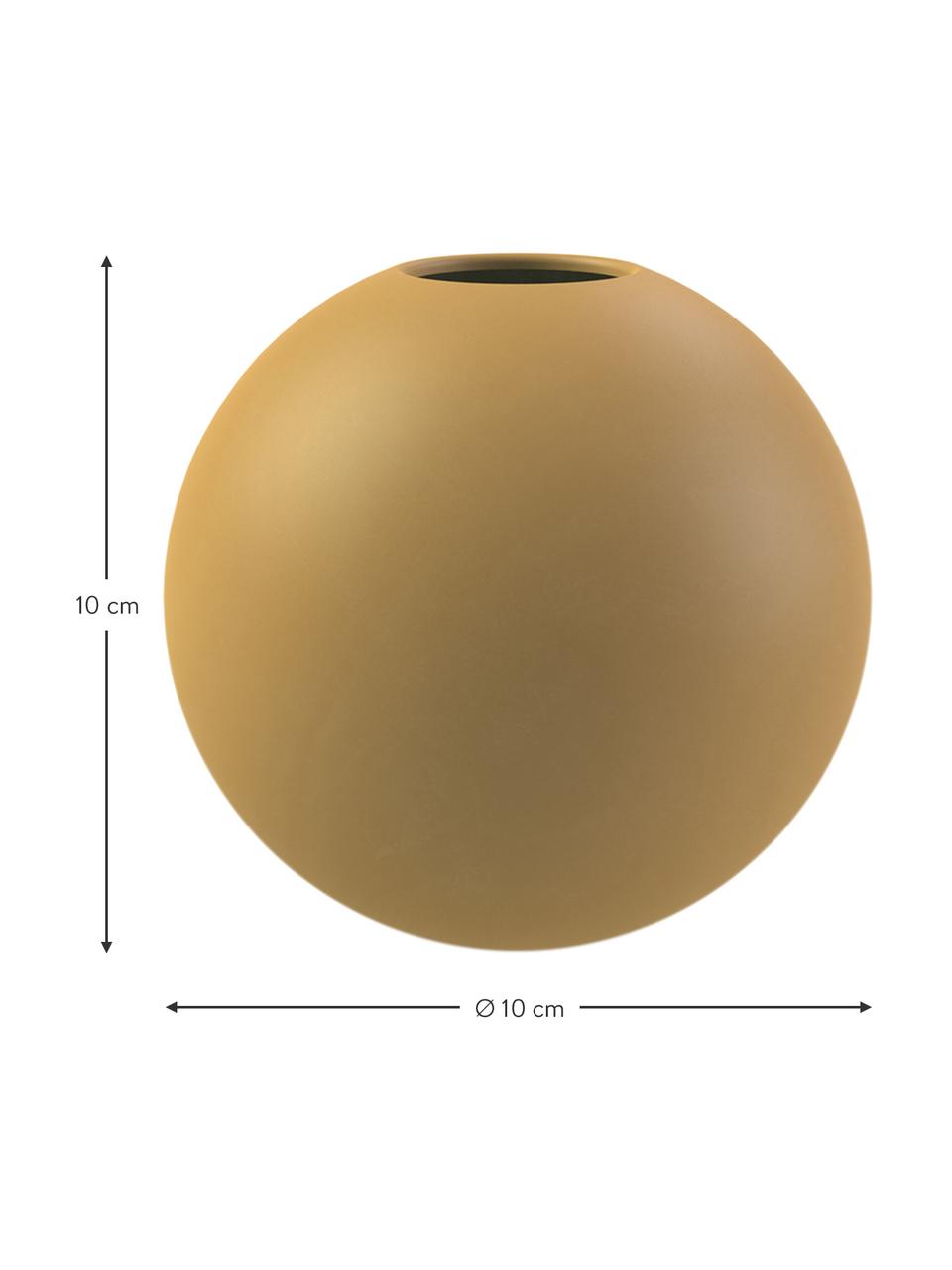 Handgemaakte bolvormige vaas Ball, Keramiek, Okergeel, Ø 10 x H 10 cm