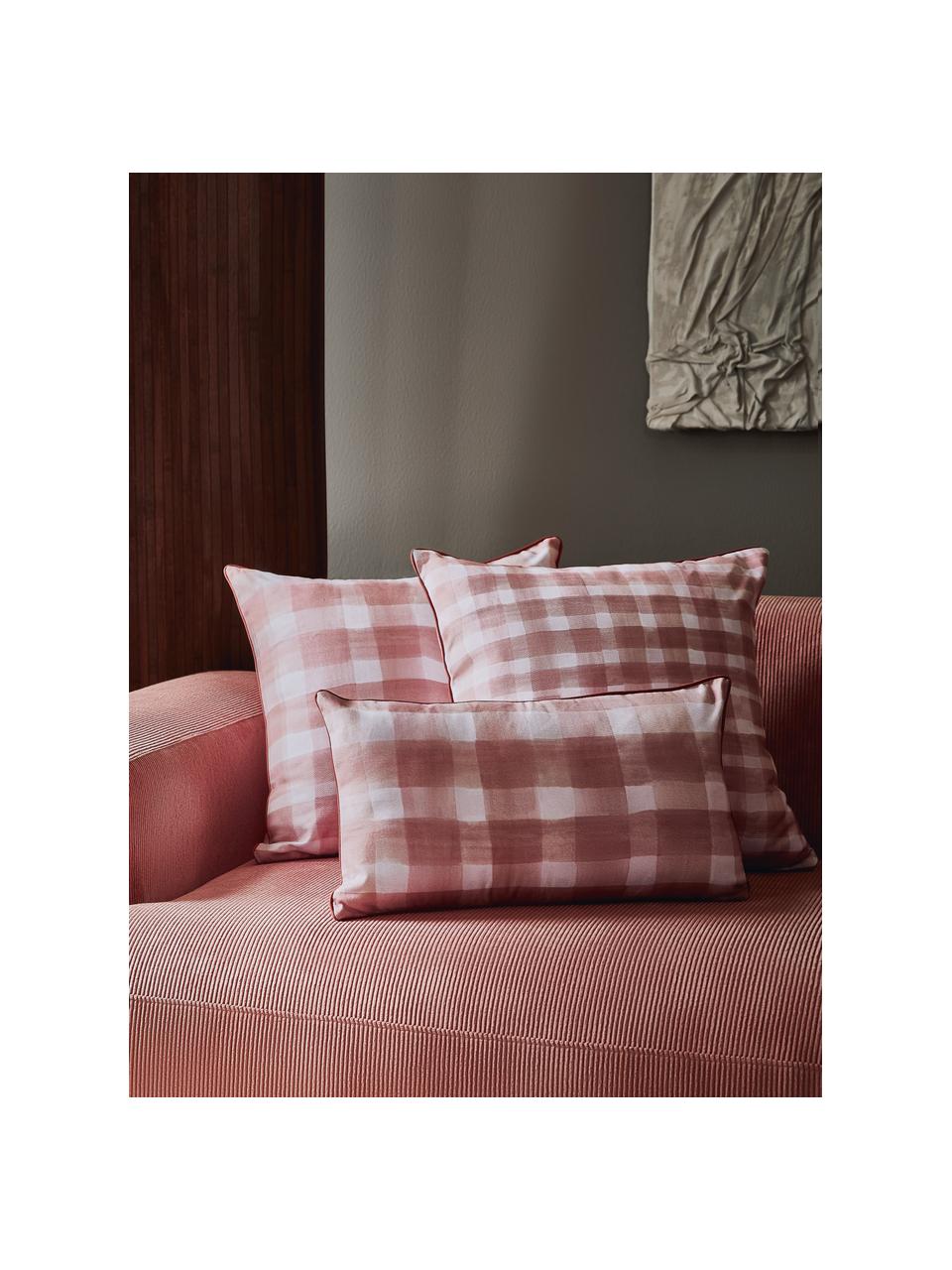 Designer Wendekissenhülle Check von Candice Gray, 100% Baumwolle, GOTS zertifiziert, Rosa, B 50 x L 50 cm