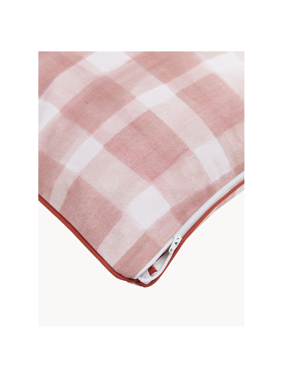 Housse de coussin rectangulaire réversible Check de Candice Gray, 100 % coton, certifié GOTS, Vieux rose, blanc, larg. 50 x long. 50 cm