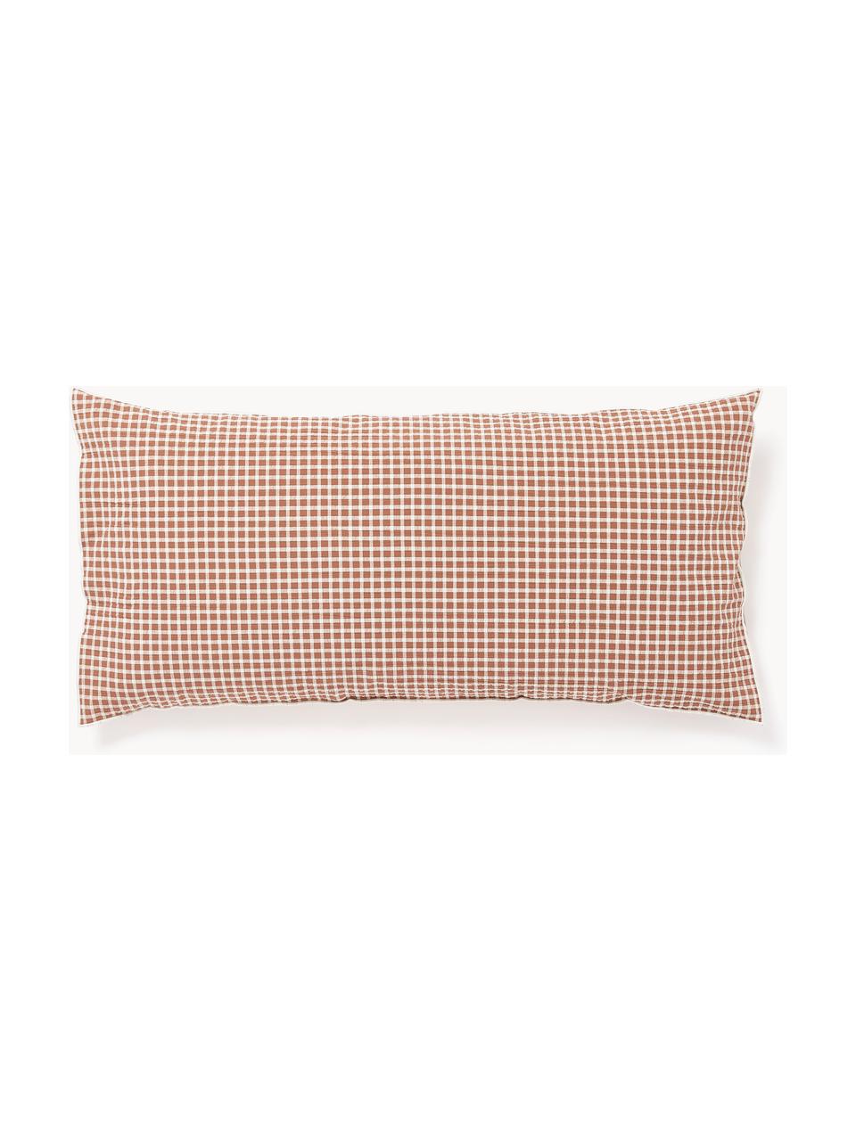 Poszewka na poduszkę z tkaniny typu seersucker Davey, Terakota, biały, S 40 x D 80 cm