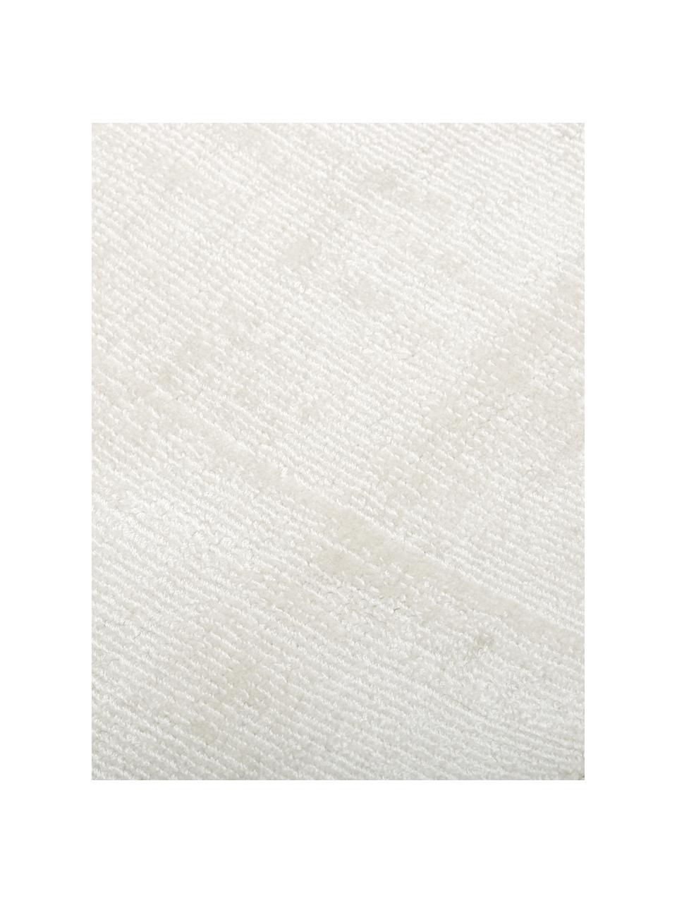Alfombra artesanal de viscosa Jane, Parte superior: 100% viscosa, Reverso: 100% algodón, Off White, An 400 x L 500 cm