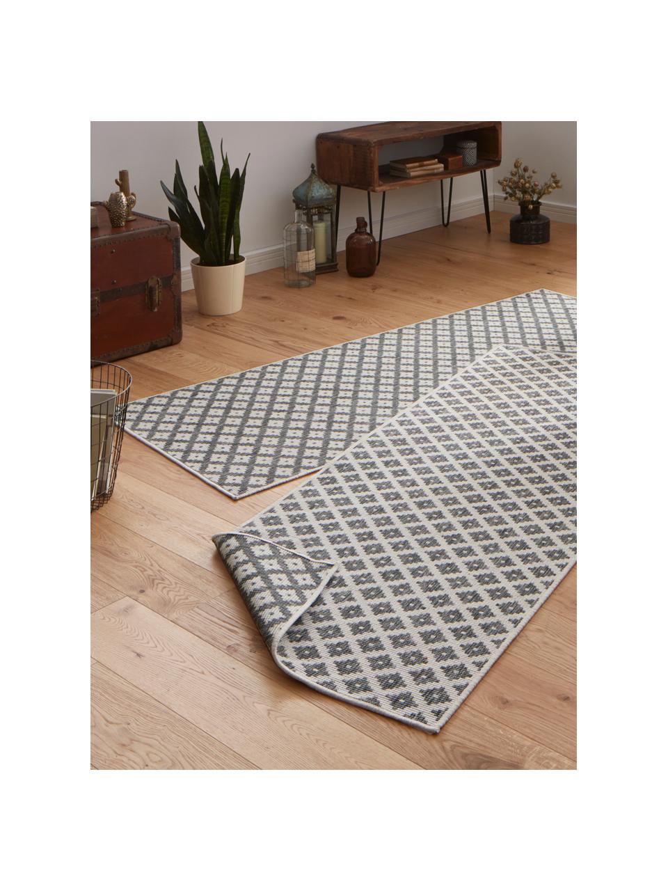 Alfombra reversible de interior/exterior Nizza, Gris, crema, An 80 x L 250 cm