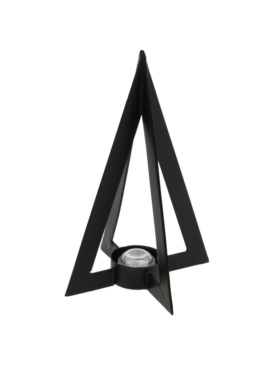 Portavelas Niva, estilo moderno, Metal recubierto, Negro, An 13 x Al 19 cm