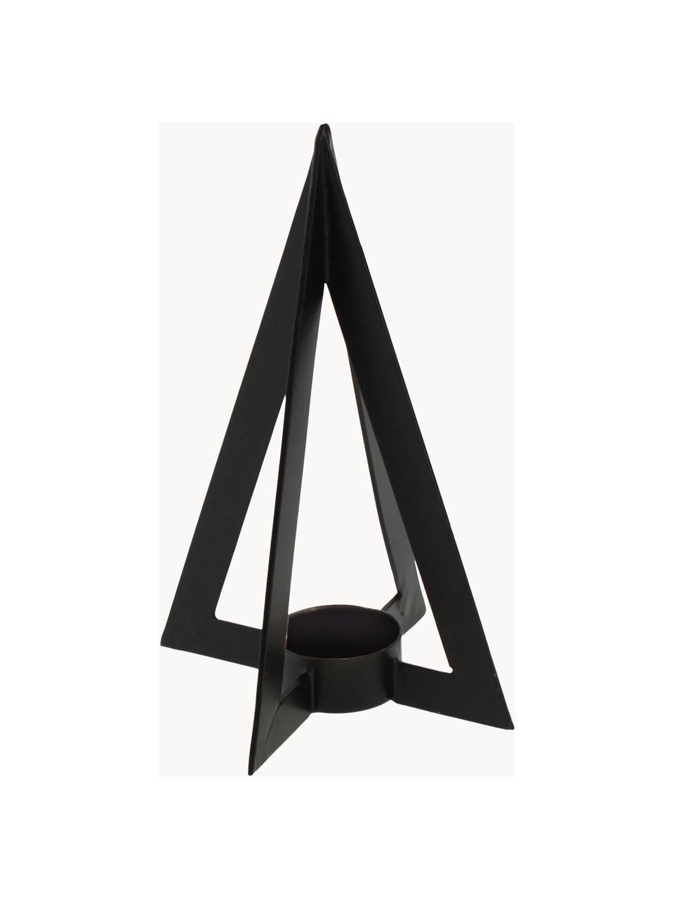 Portavelas Niva, estilo moderno, Metal recubierto, Negro, An 13 x Al 19 cm