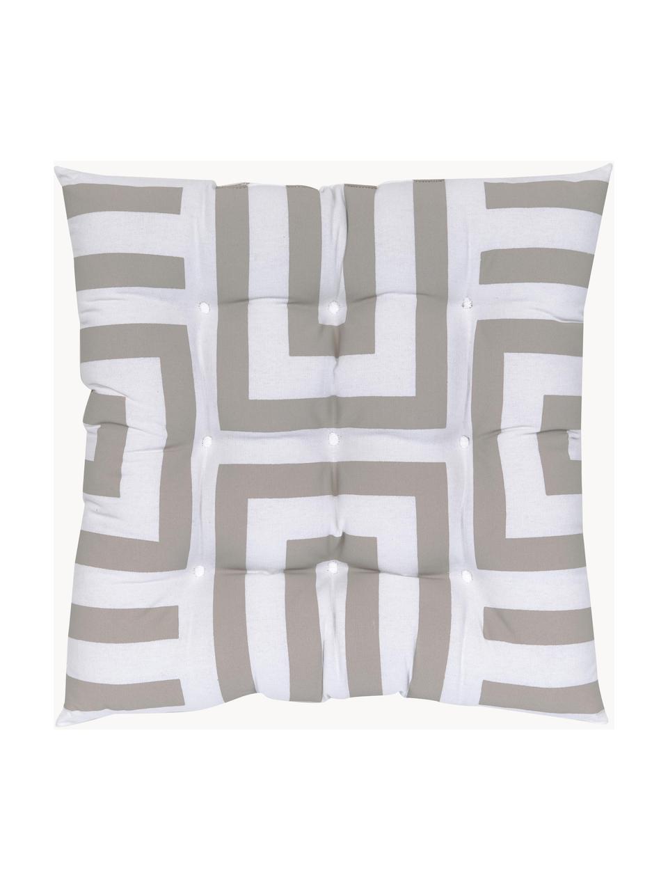 Coussin de chaise 40x40 motif gris Bram, Taupe, blanc, larg. 40 x long. 40 cm