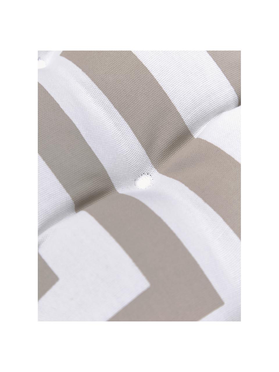 Baumwoll-Sitzkissen Bram mit grafischem Muster, Bezug: 100% Baumwolle, Taupe, Weiß, B 40 x L 40 cm