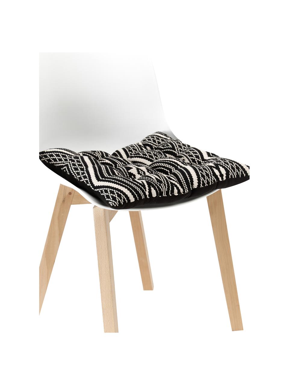 Baumwoll-Sitzkissen Blaki in Schwarz, Bezug: 100% Baumwolle, Schwarz, Cremeweiß, B 40 x L 40 cm