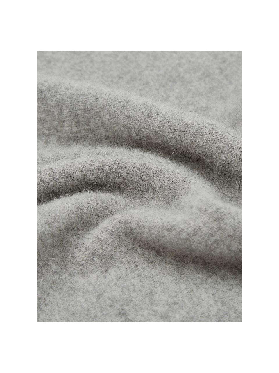 Leichtes Wollplaid Patriciu mit Fransenabschluss, 100% Wolle, Hellgrau, 130 x 170 cm