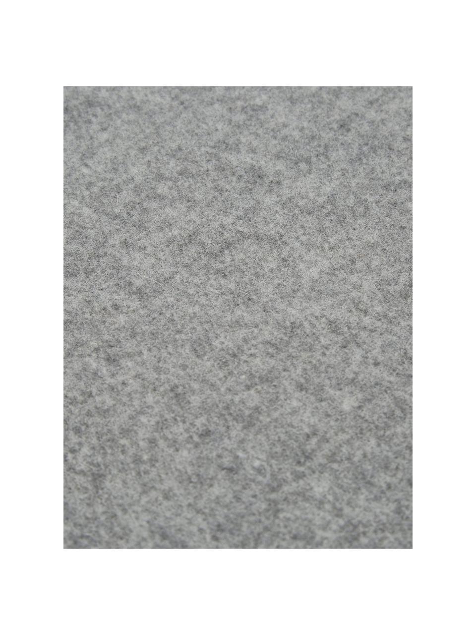 Plaid in lana leggero con finitura a frange Patriciu, 100% lana, Grigio chiaro, Larg. 130 x Lung. 170 cm