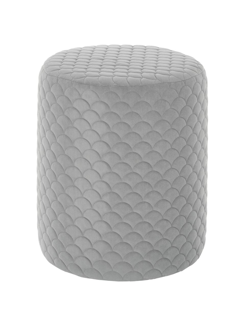 Pouf velours Daisy, Velours gris