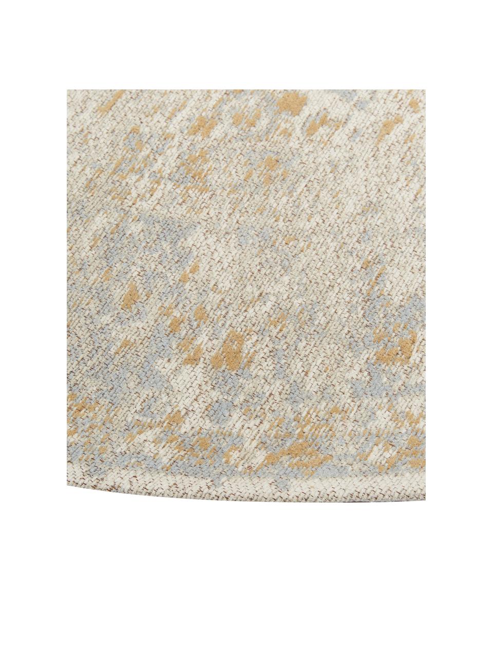 Runder Chenilleteppich Loire, handgewebt, Flor: 95 % Baumwolle, 5 % Polye, Beigetöne, Ø 200 cm (Größe L)