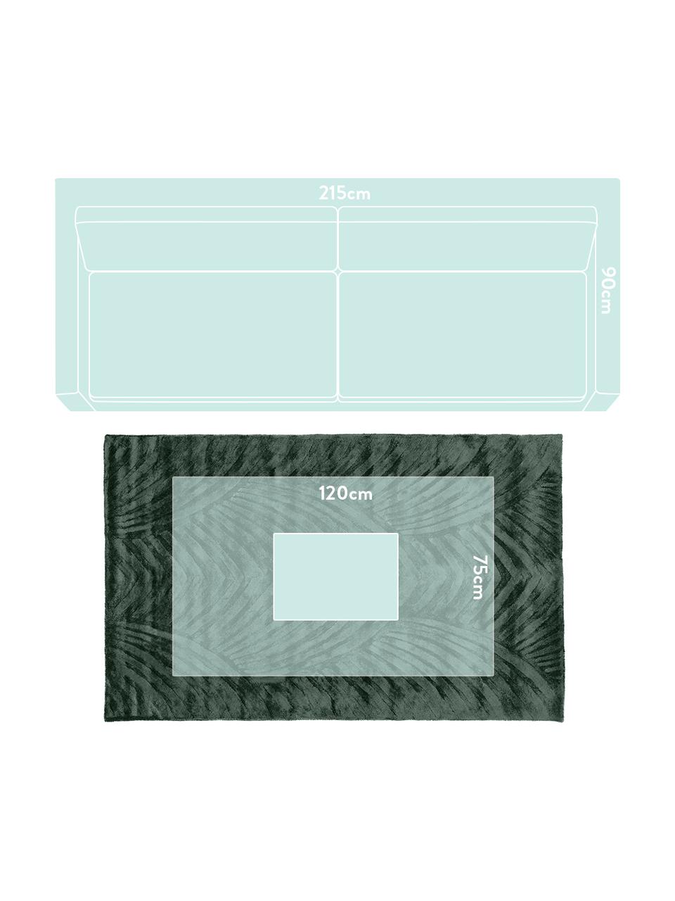 Tappeto in viscosa verde scuro taftato a mano con motivo Bloom, Retro: 100% cotone, Verde scuro, Larg. 120 x Lung. 180 cm (taglia S)