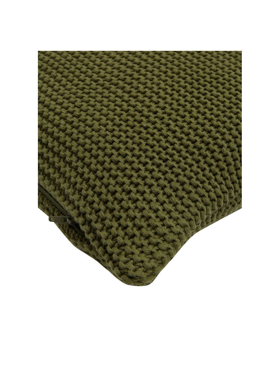 Copricuscino a maglia in cotone organico Adalyn, 100% cotone organico certificato GOTS, Verde, Larg. 50 x Lung. 50 cm
