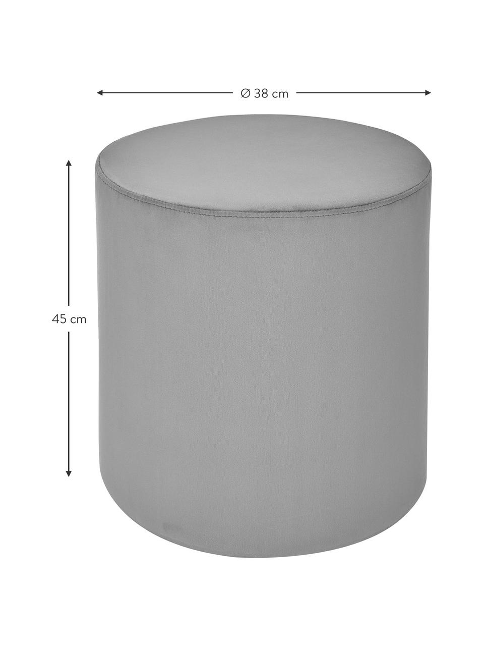 Fluwelen poef Daisy, Bekleding: fluweel (polyester), Frame: multiplex, Fluweel grijs, Ø 38 x H 45 cm
